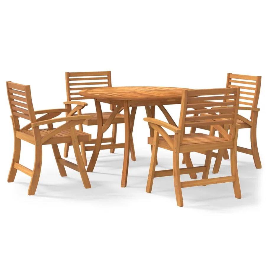 Ensemble à manger de jardin 5 pcs Bois d'acacia solide - 2