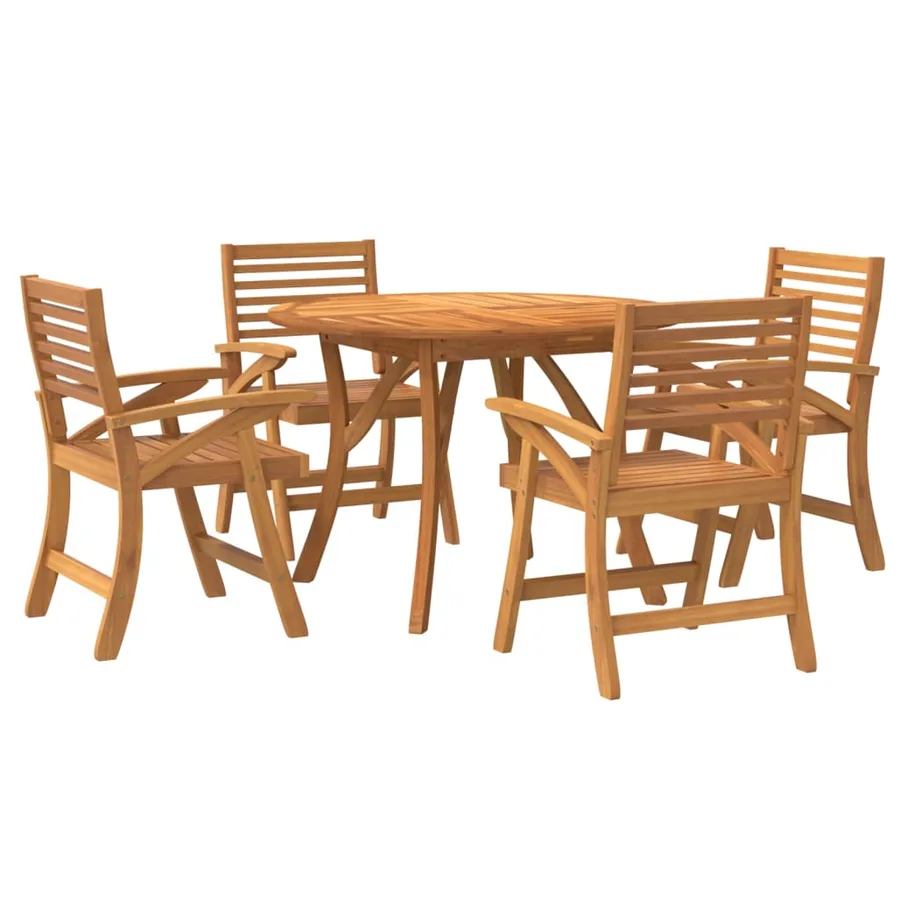 Ensemble à manger de jardin 5 pcs Bois d'acacia solide - 3