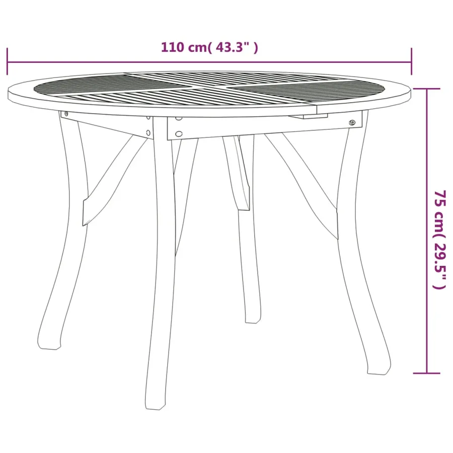 Ensemble à manger de jardin 5 pcs Bois d'acacia solide - 9