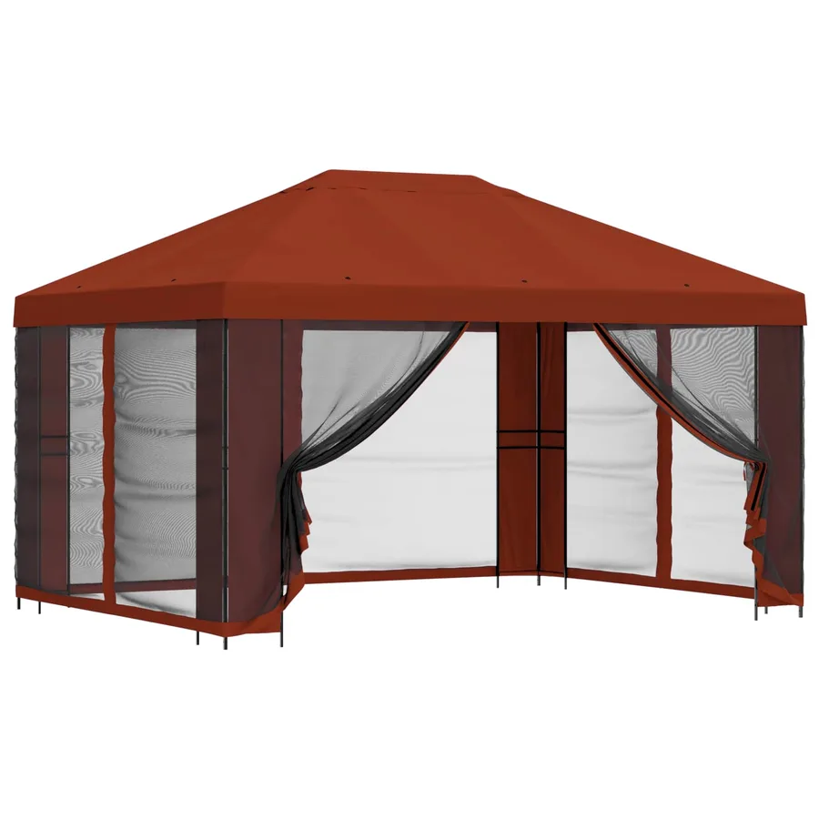 Gazebo avec murs latéraux 4 × 3 m Terre cuite - 2