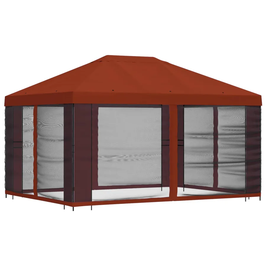Gazebo avec murs latéraux 4 × 3 m Terre cuite - 3
