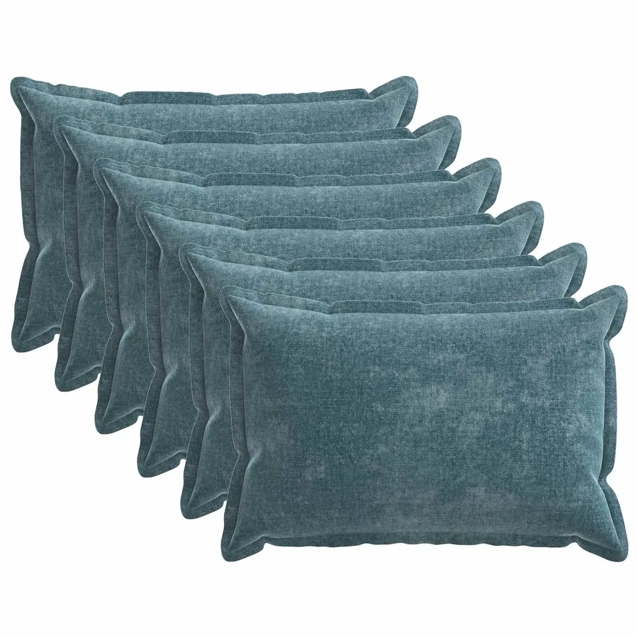 Housse de coussin 6 pcs HOUTEN Bleu 50 x 80 cm Tissu Chenille