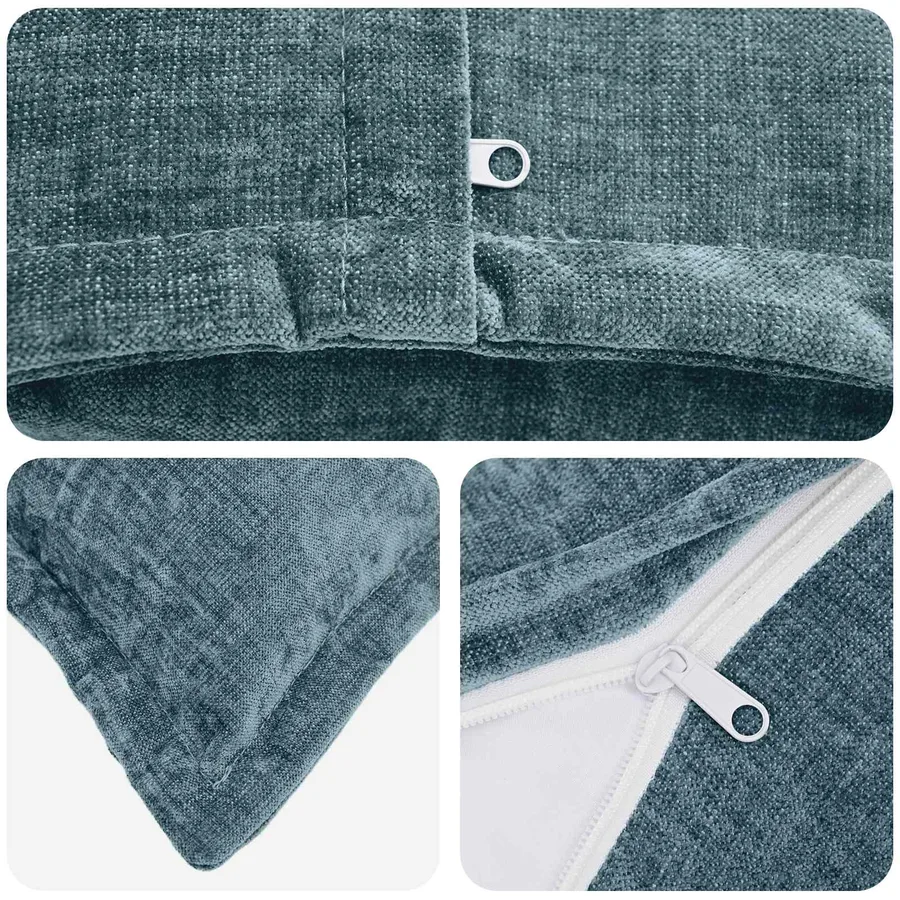 Housse de coussin 6 pcs HOUTEN Bleu 50 x 80 cm Tissu Chenille - 4