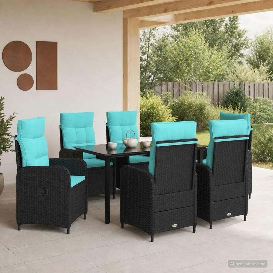 Ensemble de Tables Basses avec coussin avec oreiller 7 pcs