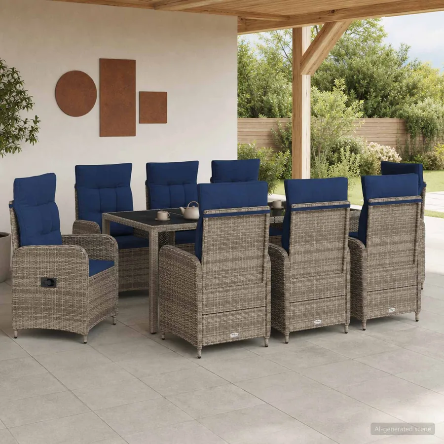 Ensemble de repas extérieur 9 pcs polyrotin
