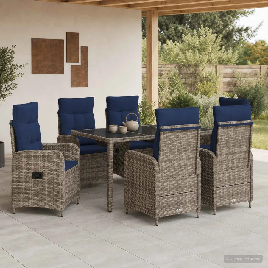 Ensemble de repas extérieur 7 pcs polyrotin - 3