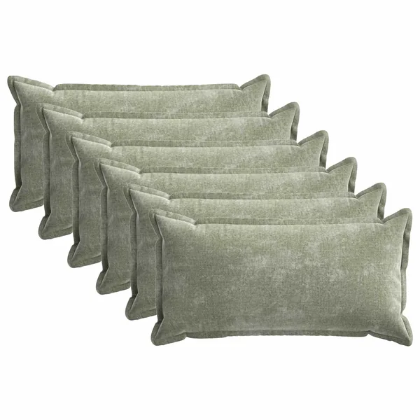 Housse de coussin 6 pcs HOUTEN Vert 40 x 80 cm Tissu Chenille