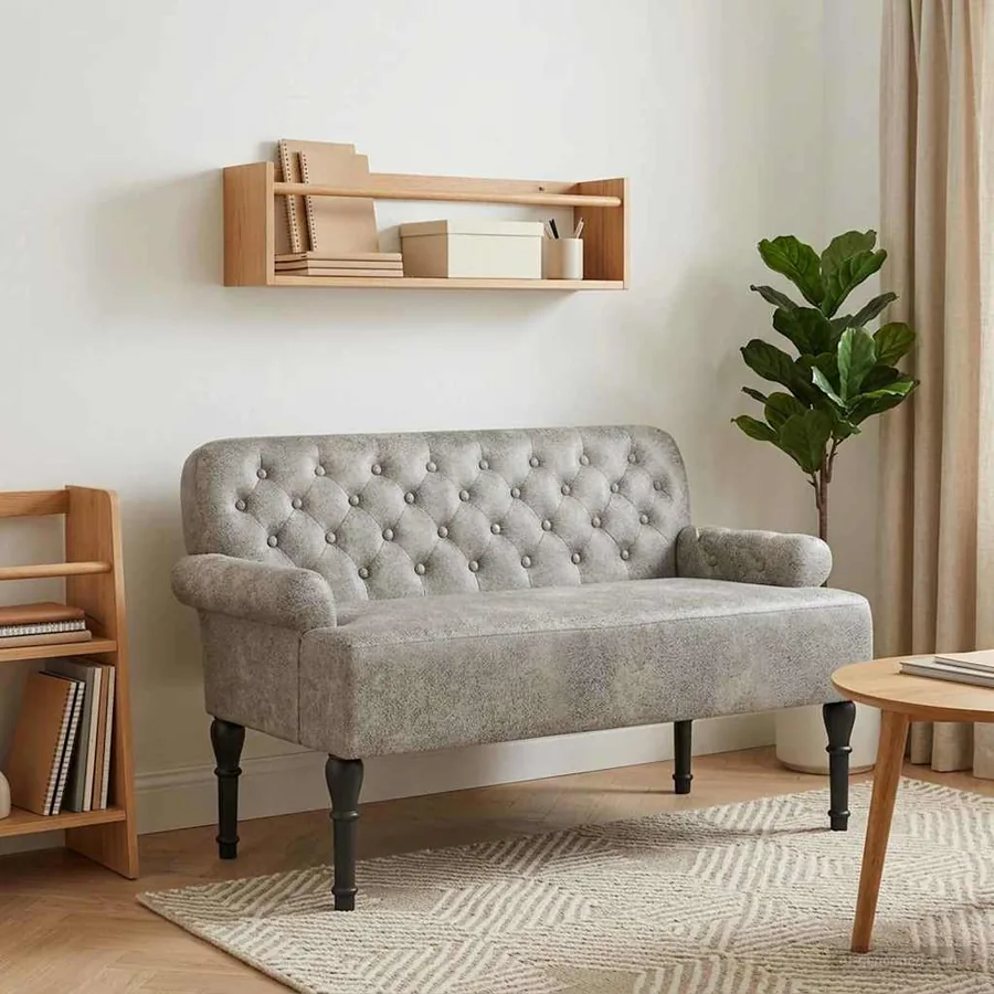 Canapé love seat avec capitonnage en boutons Gris clair