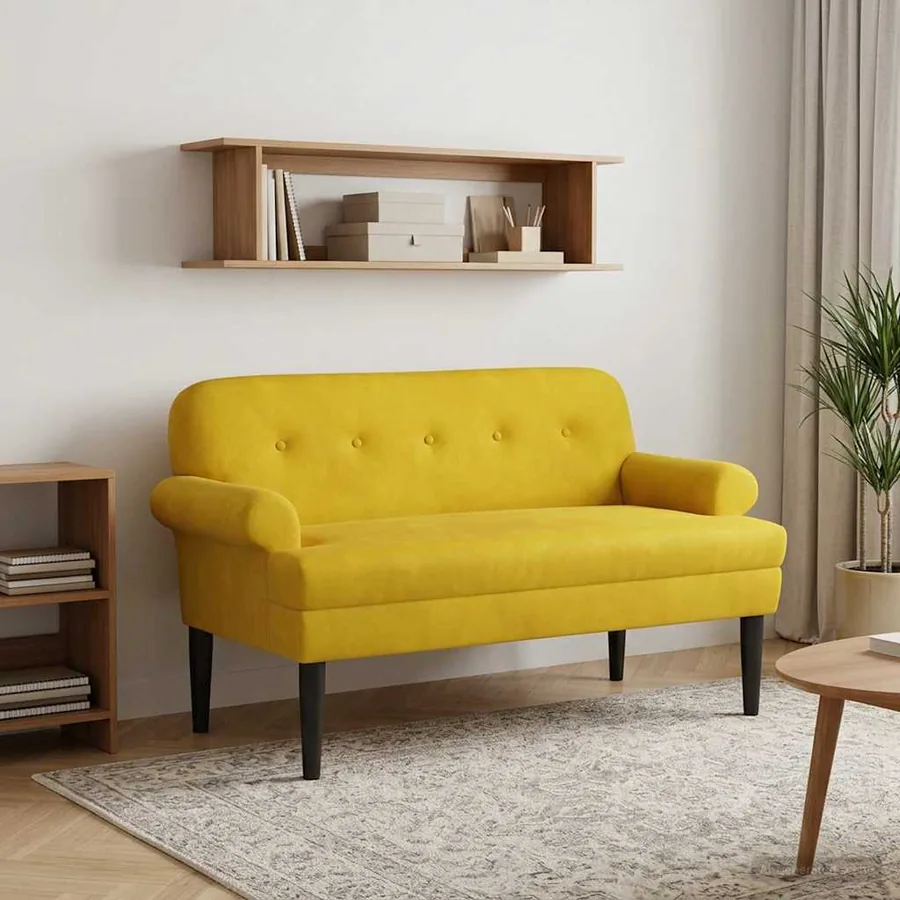 Canapé love seat avec capitonnage en boutons Jaune Velours