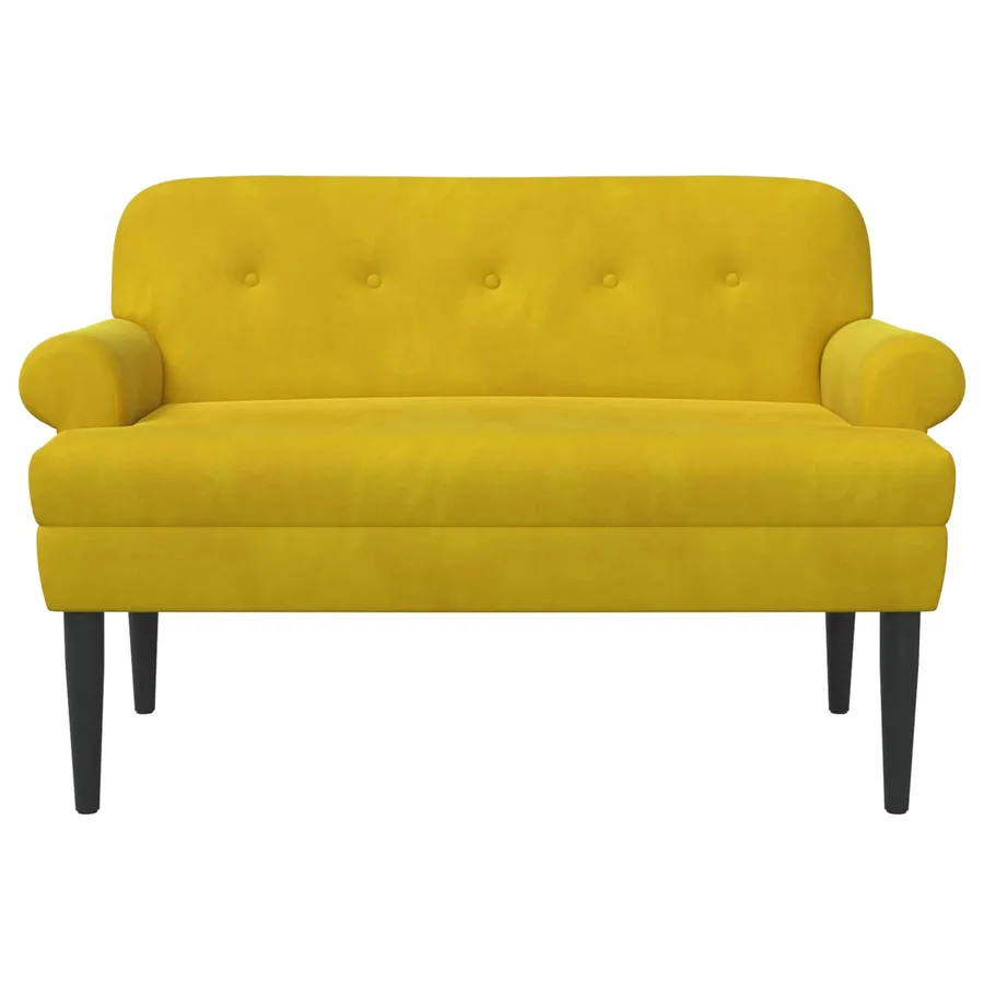 Canapé love seat avec capitonnage en boutons Jaune Velours - 3
