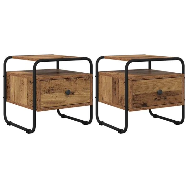 Table de chevet 2 pc Bois ancien Bois d'ingénierie