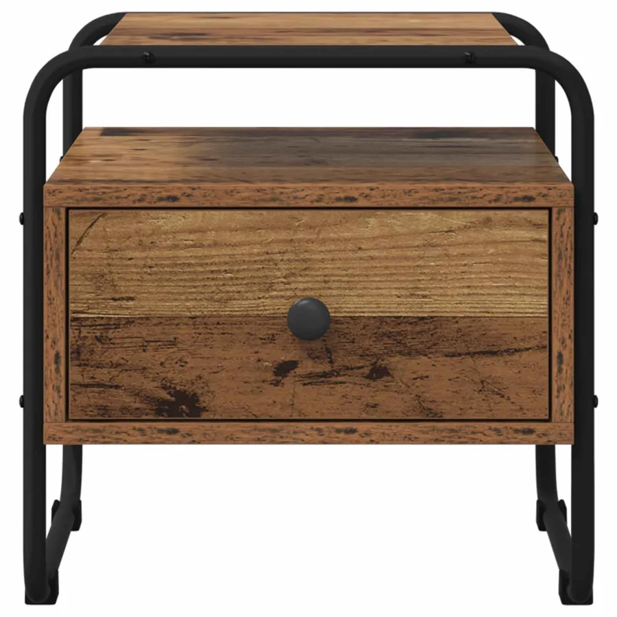 Table de chevet 2 pc Bois ancien Bois d'ingénierie - 5