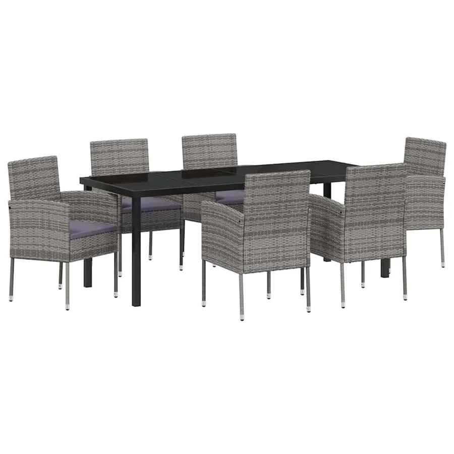 Ensemble de salle à manger pour jardin 7 pcs Gris polyrotin - 2
