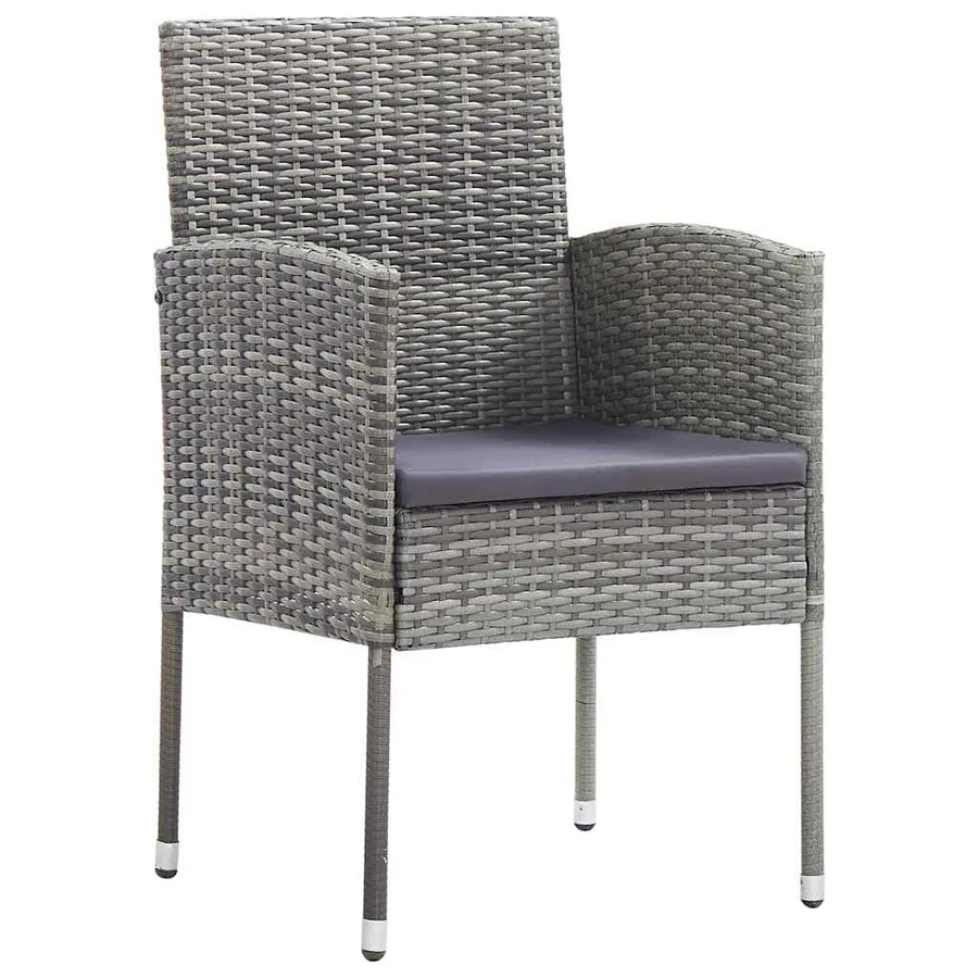 Ensemble de salle à manger pour jardin 7 pcs Gris polyrotin - 6