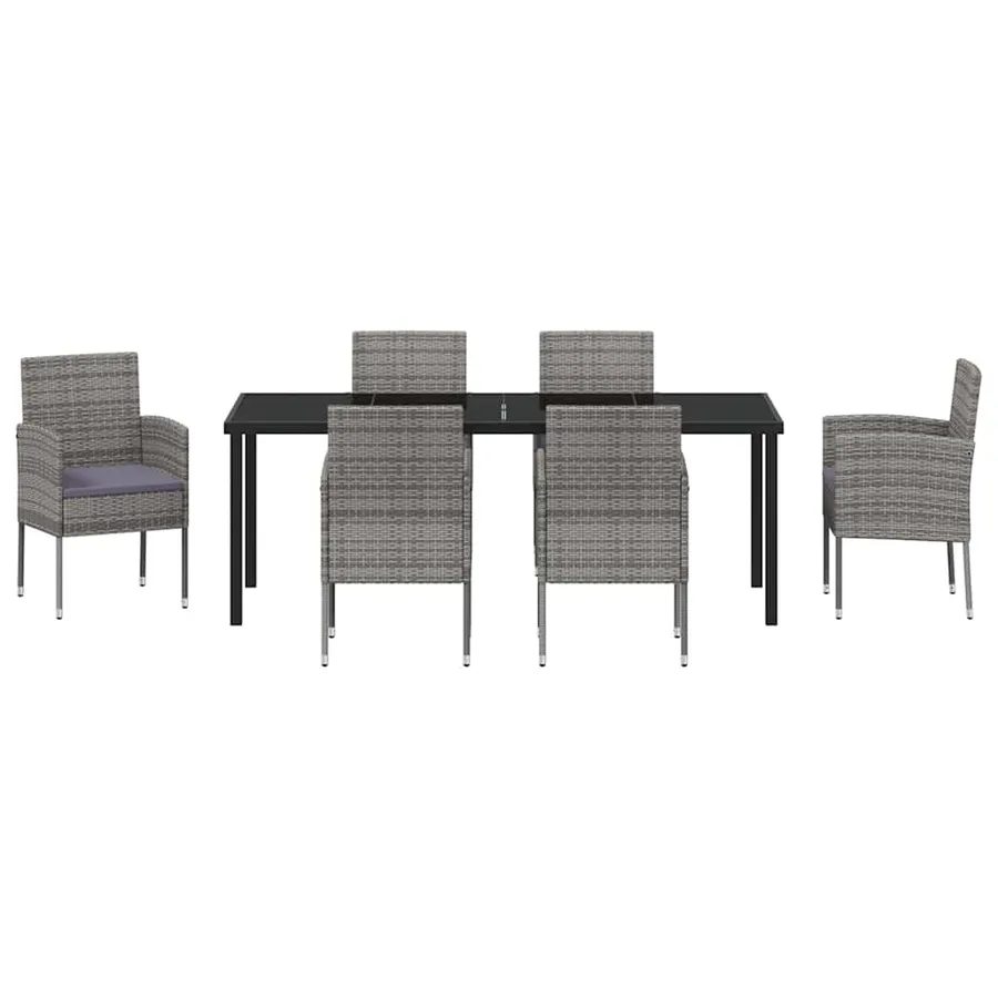 Ensemble de salle à manger pour jardin 7 pcs Gris polyrotin - 7