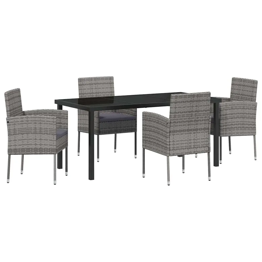 Ensemble de salle à manger pour jardin 5 pcs Gris polyrotin - 2