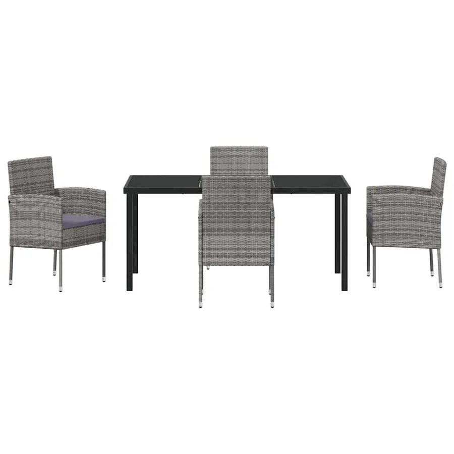 Ensemble de salle à manger pour jardin 5 pcs Gris polyrotin - 7