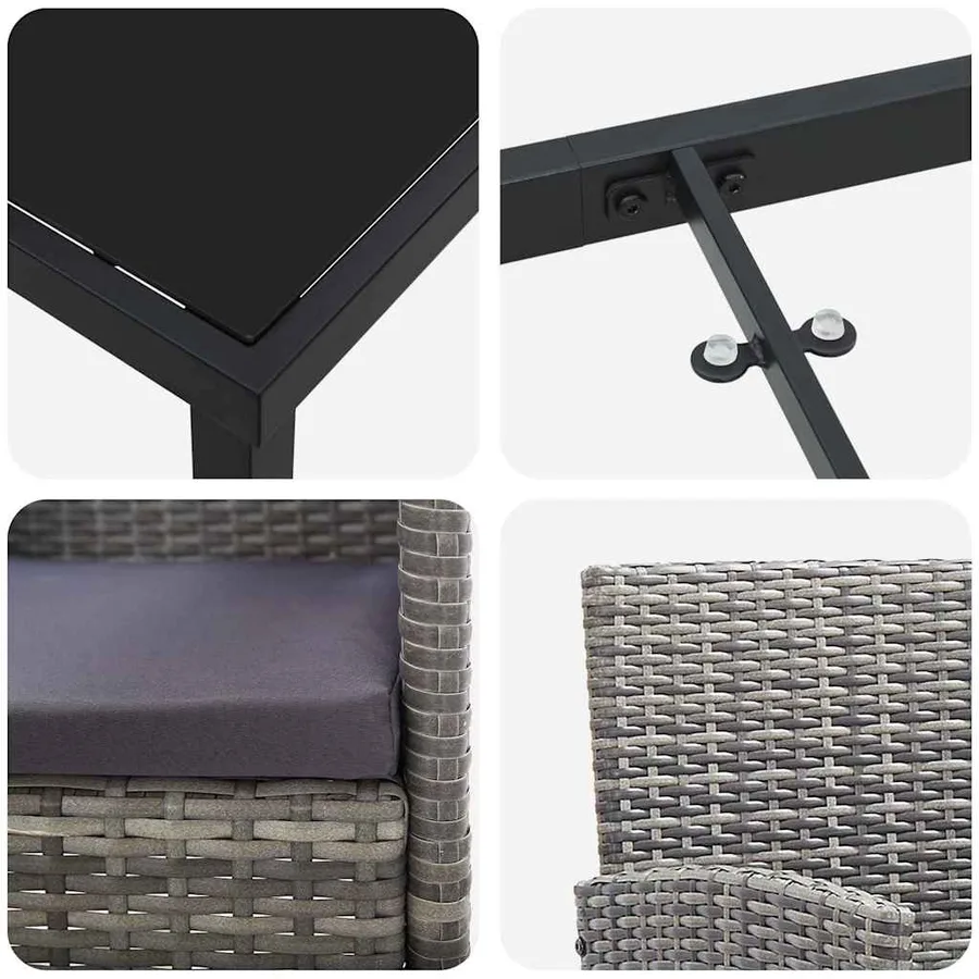 Ensemble de salle à manger pour jardin 5 pcs Gris polyrotin - 9