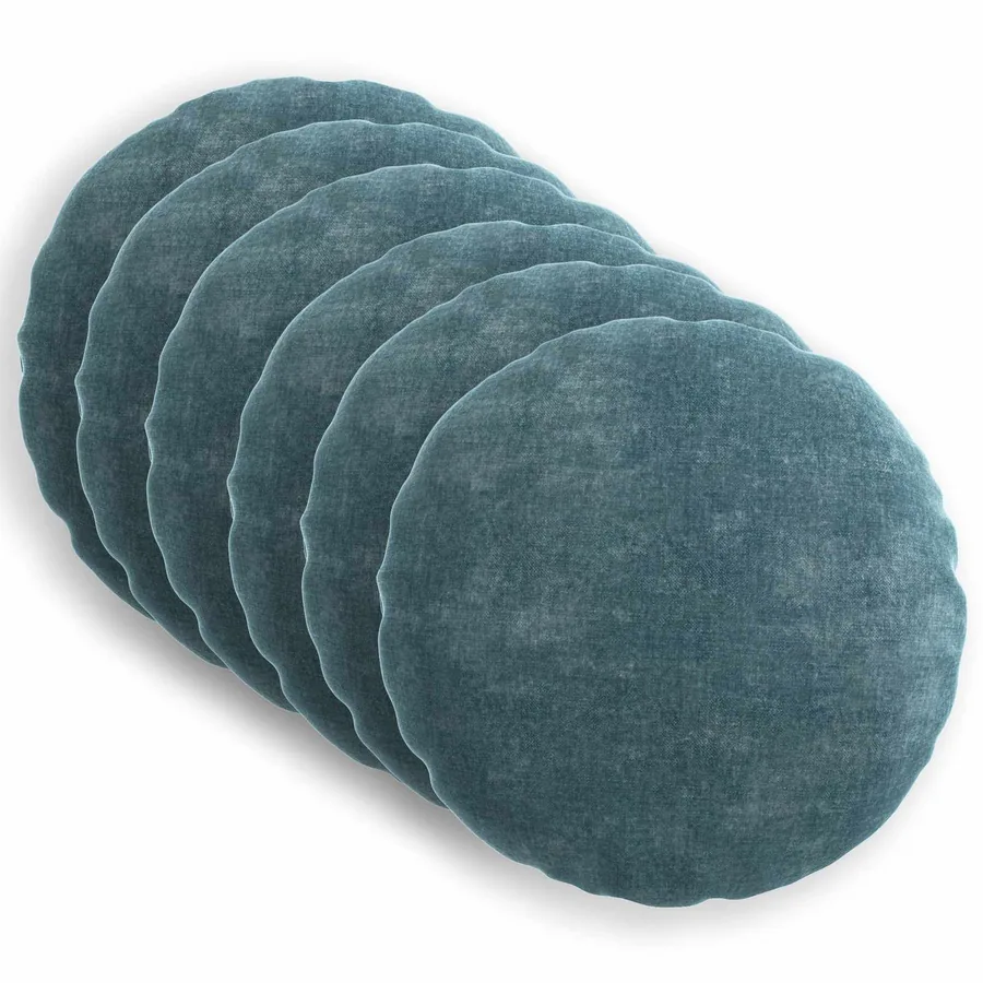 Housse de coussin 6 pcs HEERLEN Bleu Ø 30 cm Tissu Chenille