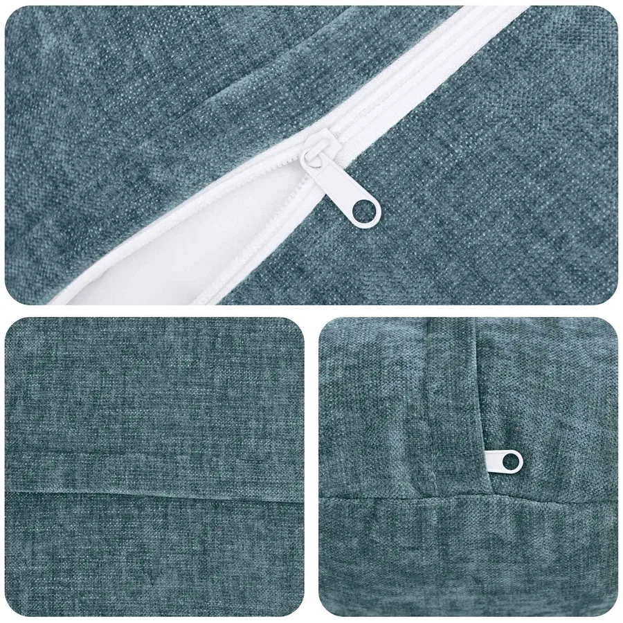 Housse de coussin 6 pcs HEERLEN Bleu Ø 30 cm Tissu Chenille - 4