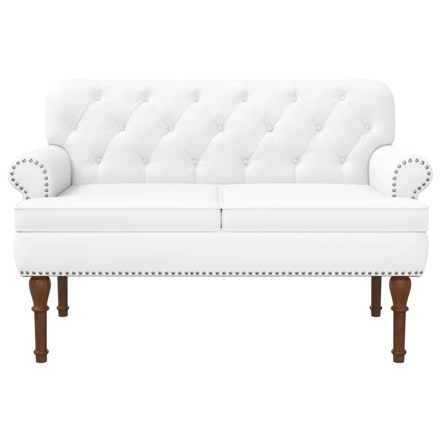 Canapé love seat avec capitonnage en boutons Blanc Simili cuir - 3