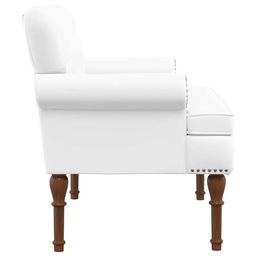 Canapé love seat avec capitonnage en boutons Blanc Simili cuir - 4
