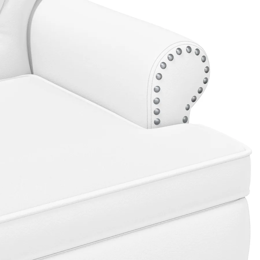 Canapé love seat avec capitonnage en boutons Blanc Simili cuir - 6