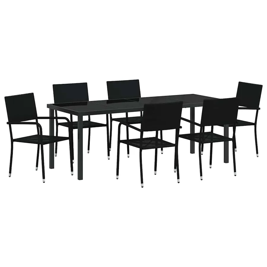 Ensemble de salle à manger pour jardin 7 pcs Noir polyrotin - 2