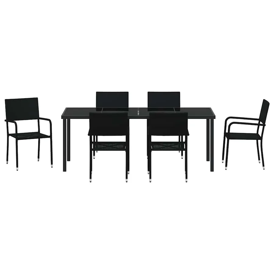 Ensemble de salle à manger pour jardin 7 pcs Noir polyrotin - 7
