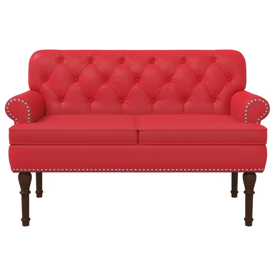 Canapé love seat avec capitonnage en boutons Rouge Simili cuir - 3