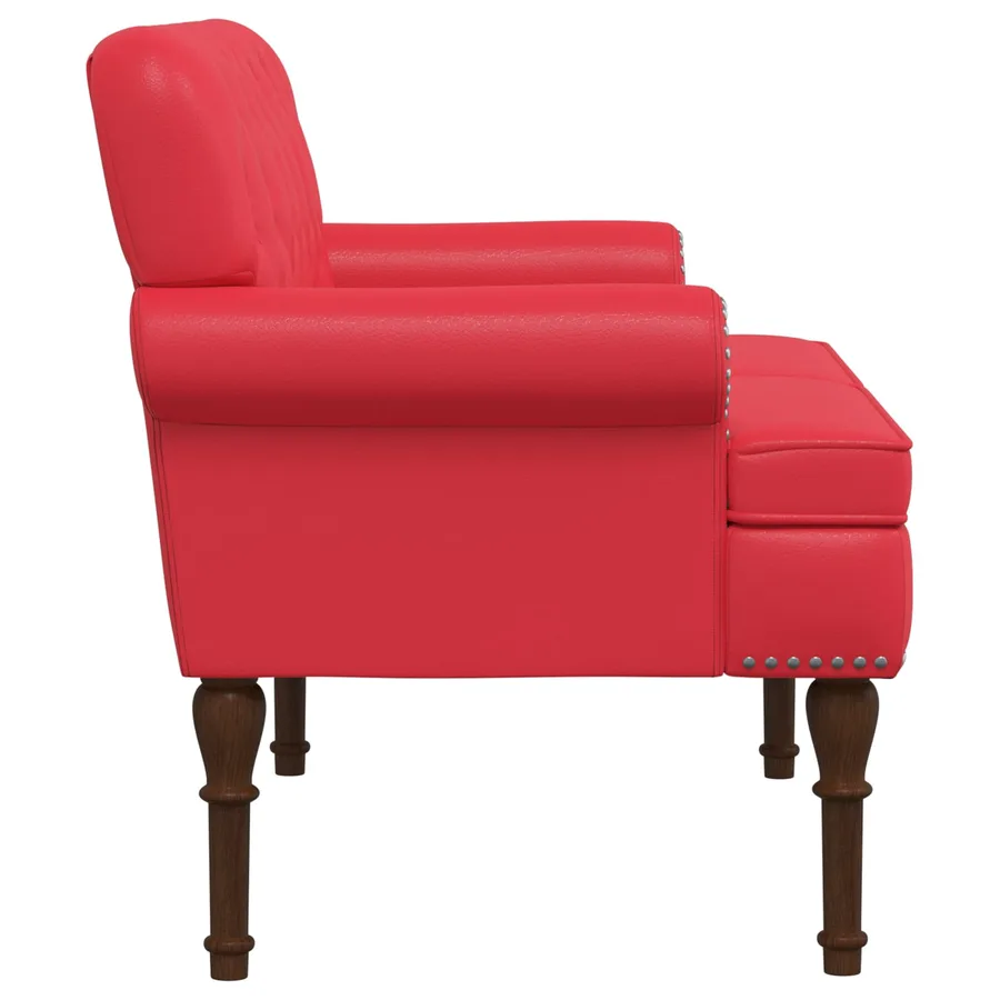 Canapé love seat avec capitonnage en boutons Rouge Simili cuir - 4