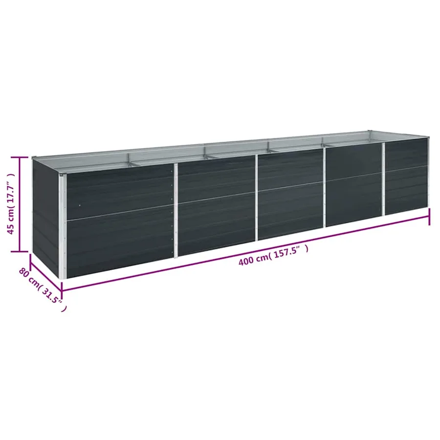 Lit surélevé de jardin Acier galvanisé 400x80x45 cm Anthracite - 7