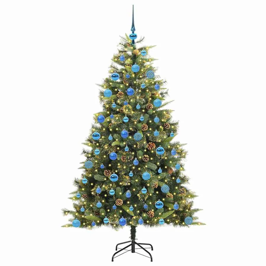 Sapin de Noël artificiel avec branches pliables et cônes 180 cm - 3