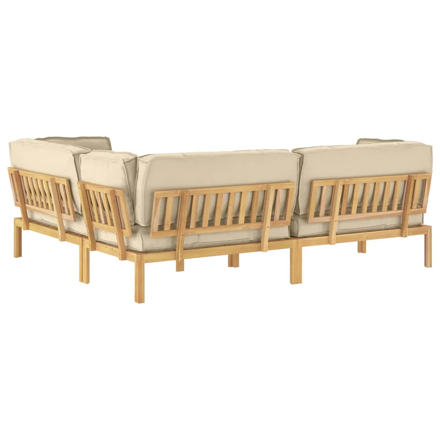 Ensemble de Canapés Uni 4 pcs Beige Bois d'Acacia Massif - 11