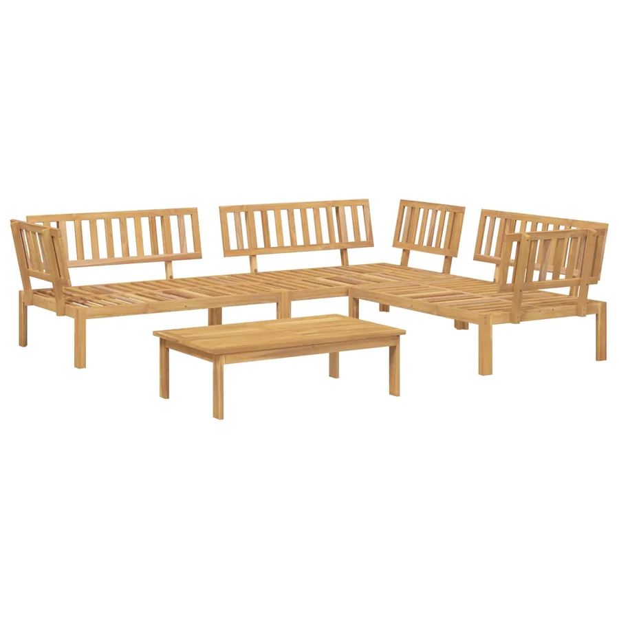 Ensemble de Canapés Uni 4 pcs Beige Bois d'Acacia Massif - 3