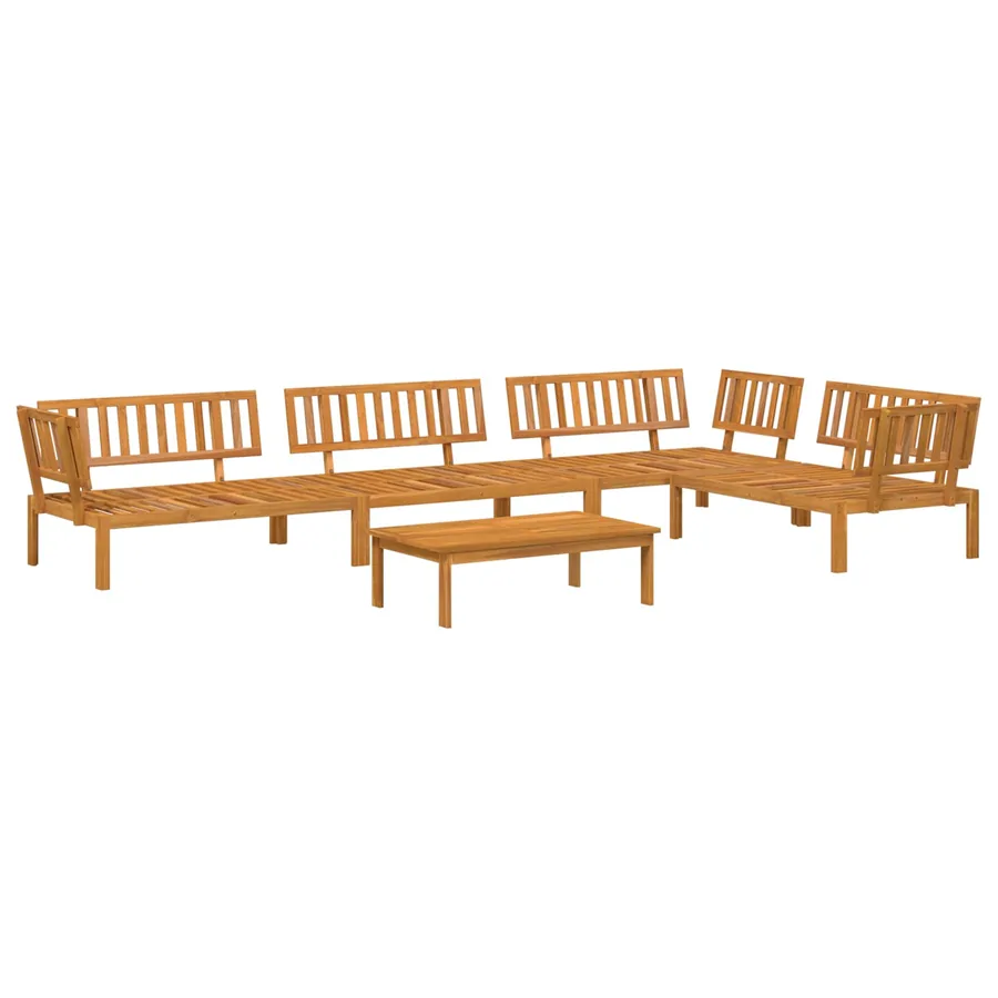 Ensemble de Canapés Uni 5 pcs Beige Bois d'Acacia Massif - 3