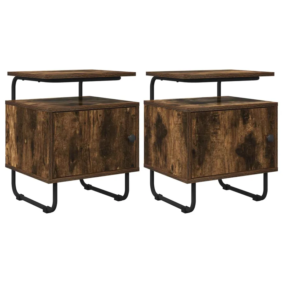 Table de chevet 2 pc Chêne fumé Bois d'ingénierie
