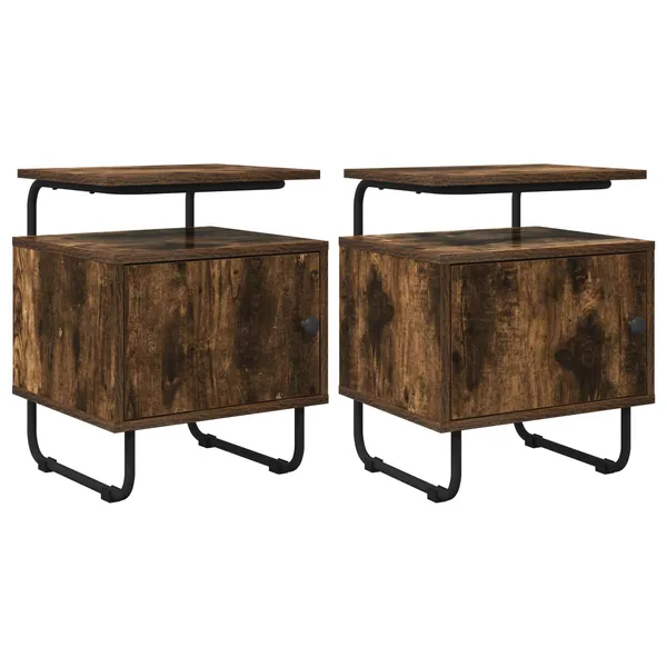Table de chevet 2 pc Chêne fumé Bois d'ingénierie