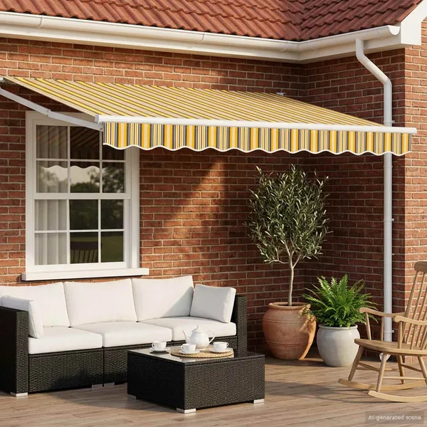 Auvent rétractable Jaune, Gris et Blanc 3 x 2 m