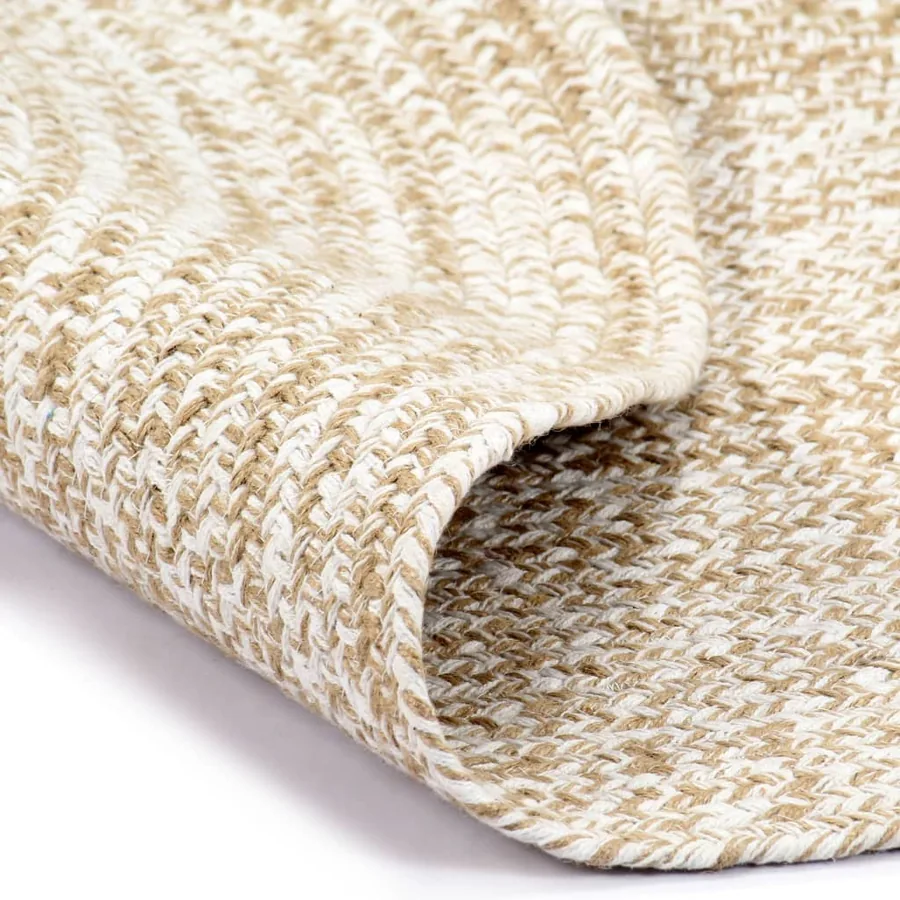 Tapis fait à la main Jute Blanc et naturel 90 cm - 2