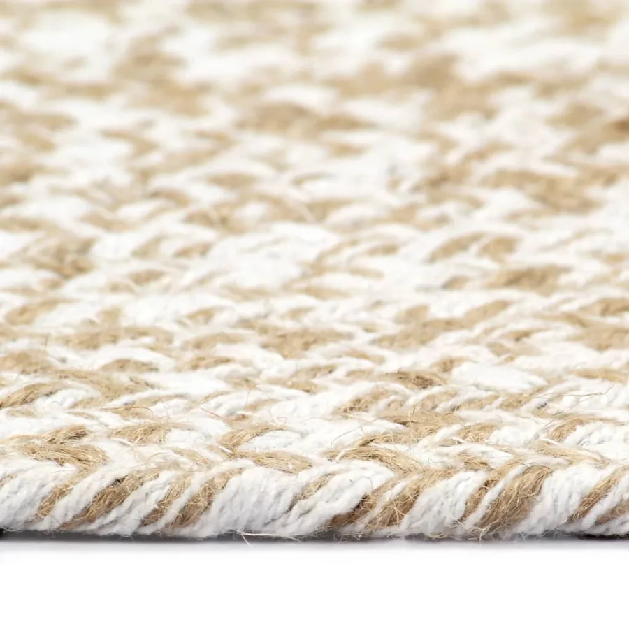 Tapis fait à la main Jute Blanc et naturel 90 cm - 3