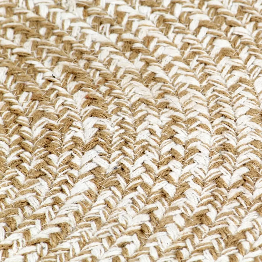 Tapis fait à la main Jute Blanc et naturel 90 cm - 4