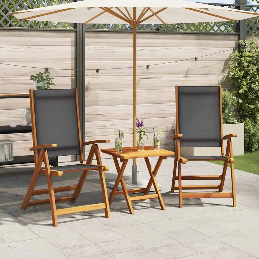 Chaises pliables de jardin lot de 2 Bois d'acacia et textilène