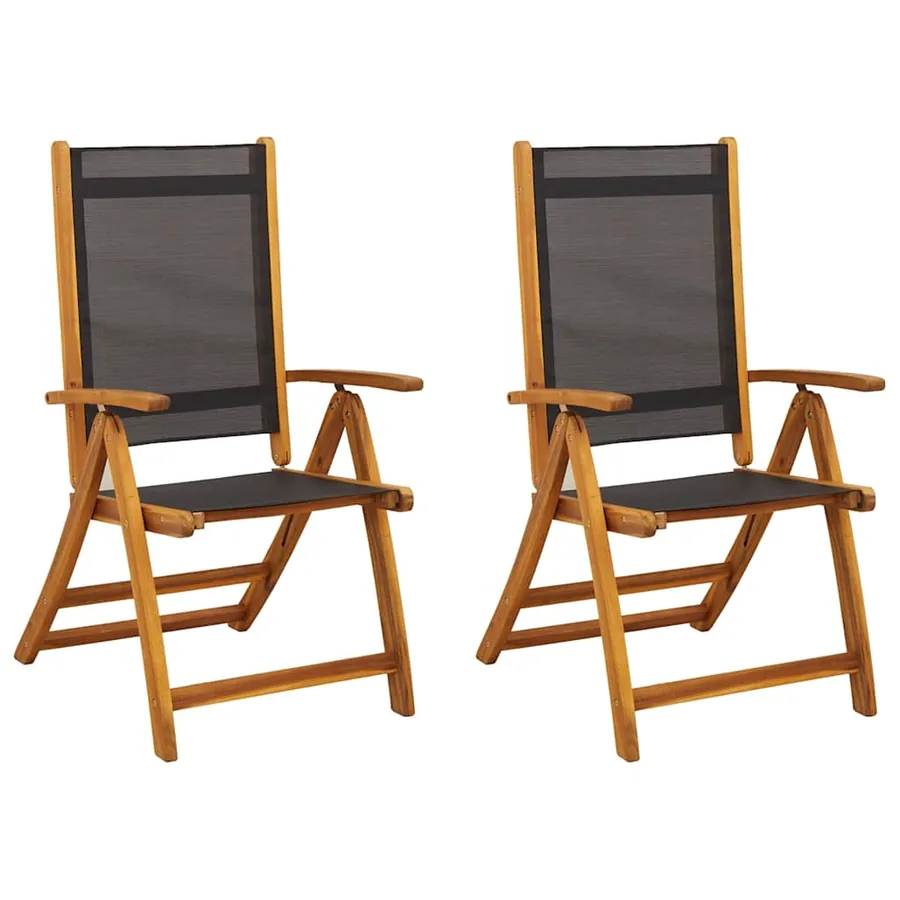 Chaises pliables de jardin lot de 2 Bois d'acacia et textilène - 2