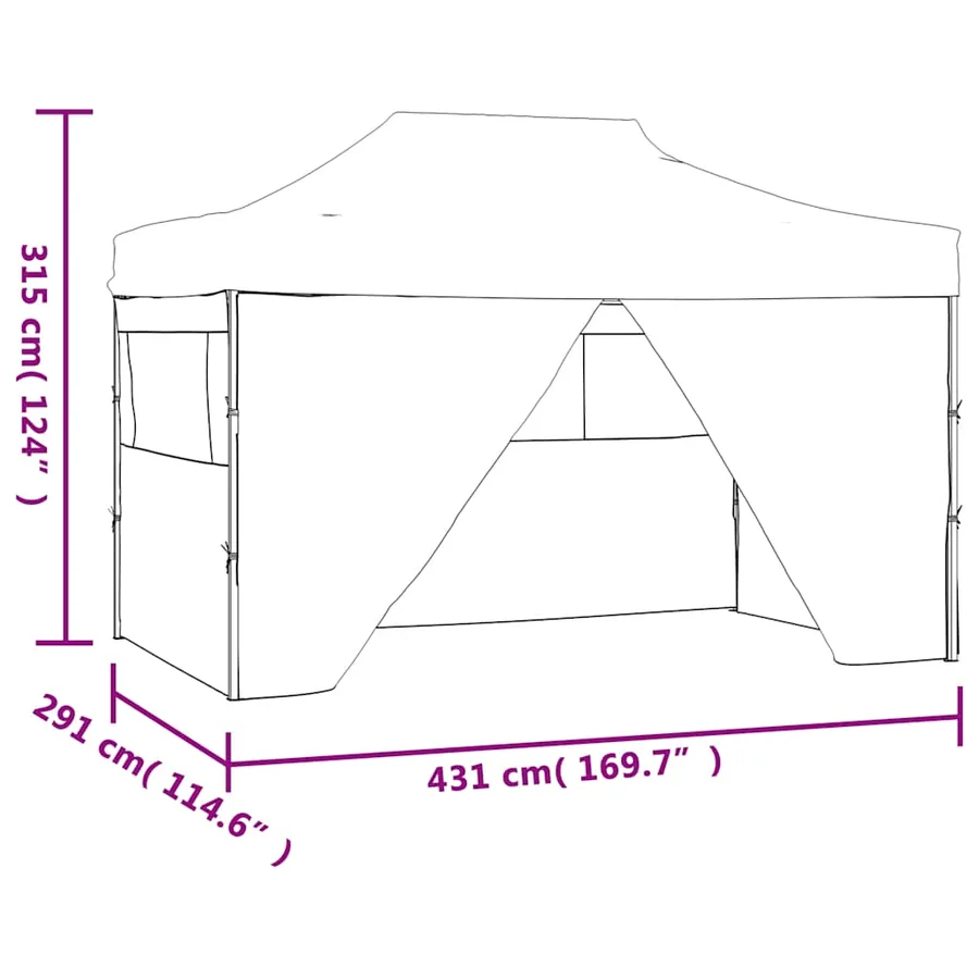 Tente pliable avec 4 parois latéraux 3 x 4,5 m Blanc crème - 12