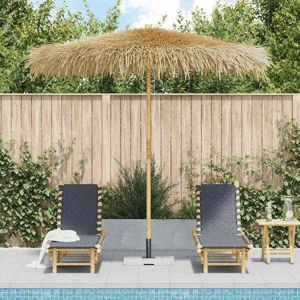 Parasol en bambou avec toit en feuille de bananier 210 cm