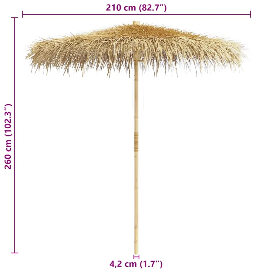 Parasol en bambou avec toit en feuille de bananier 210 cm - 12