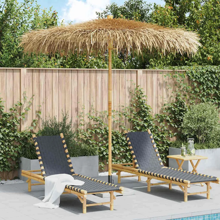 Parasol en bambou avec toit en feuille de bananier 210 cm - 3