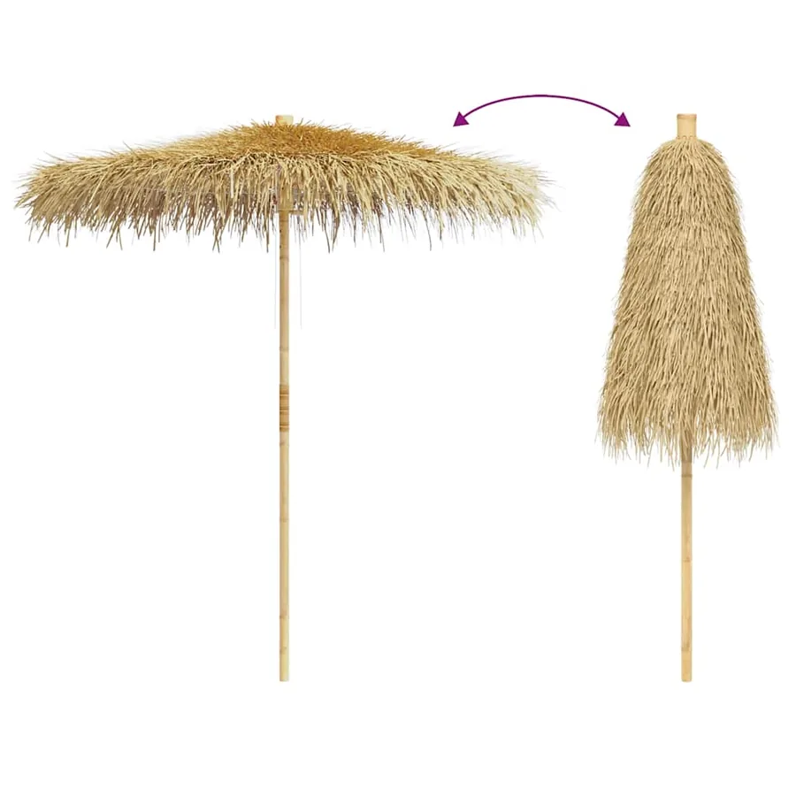 Parasol en bambou avec toit en feuille de bananier 210 cm - 6