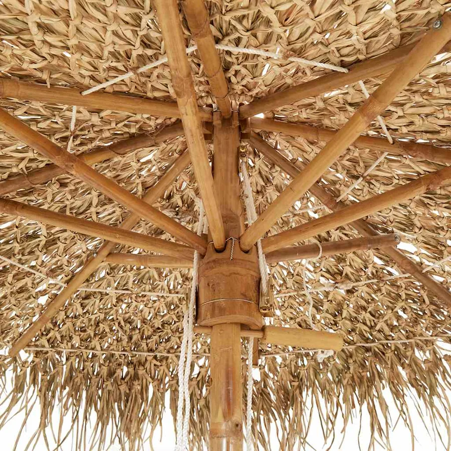 Parasol en bambou avec toit en feuille de bananier 210 cm - 8